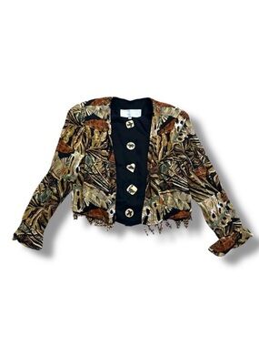 Vintage Platinum by Dorothy Schoelen Shirt Jacket Womens Size Medium Beaded Crop